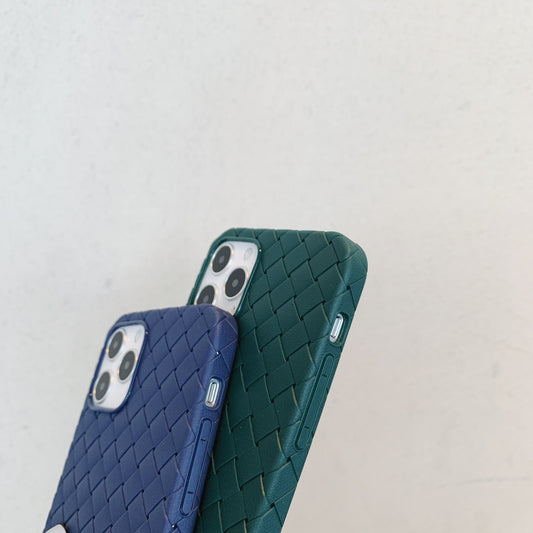 iPhone 14 Cross Grid Weaving Pattern Design Silicone Case back Cover