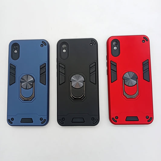 Redmi 9A Hard PC Case with Ring Holder - Shockproof Slim Cover