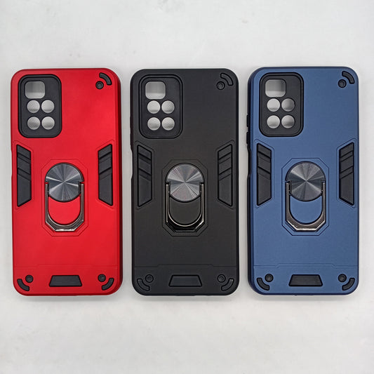 Redmi 10 Shockproof Hard PC Case with Ring Holder Kickstand