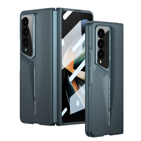 LEEKA Samsung Z Fold 3 case with Super Luxury Sport car fiber Pro case design with free inbuilt Screen Protector