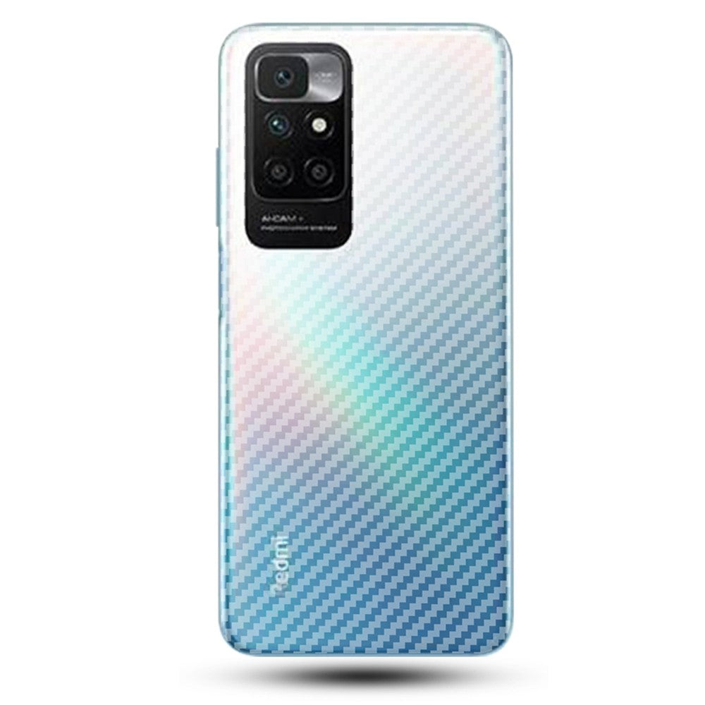 Combo Pack of Tempered Glass Screen Protector, Carbon Fiber Back Sticker, Camera lens Clear Glass Bundel for Redmi 10 2022