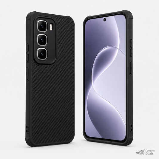 infinix Hot 60 Pro Plus Carbon Fiber texture Hard Rubber armour back cover shock-porof case
