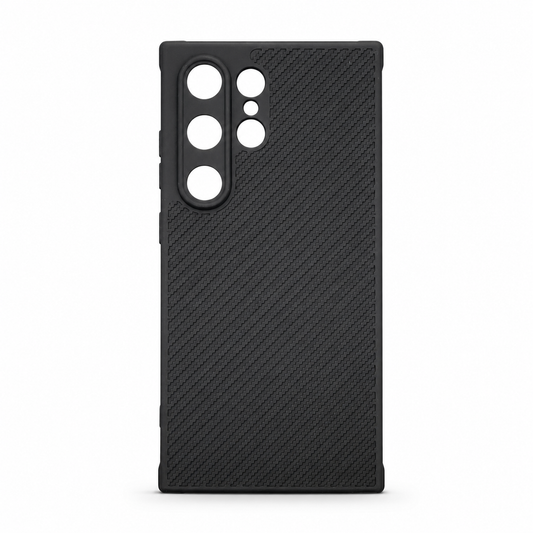 Samsung S24 Ultra Carbon Fiber texture Hard Rubber armour back cover shock-porof case