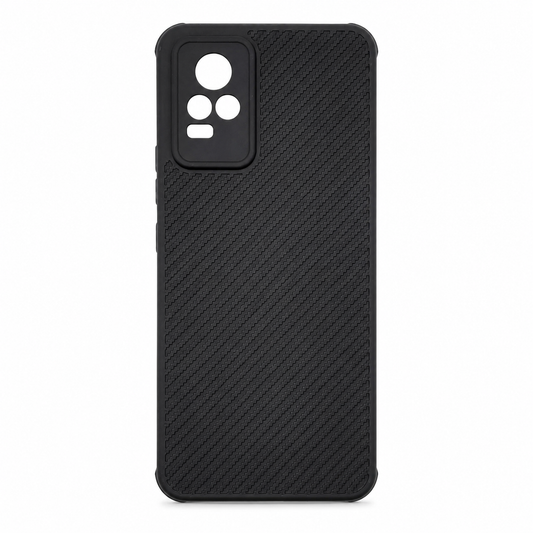 Vivo V21e Carbon Fiber texture Hard Rubber armour back cover shock-porof case
