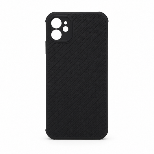 iPhone 11 Carbon Fiber texture Hard Rubber armour back cover shock-porof case