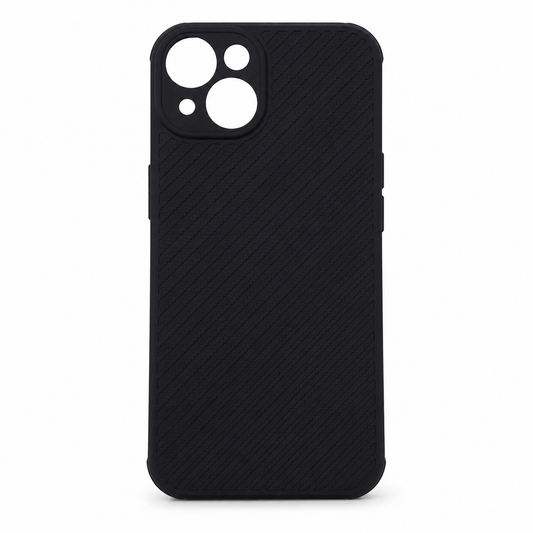 iPhone 14 Carbon Fiber texture Hard Rubber armour back cover shock-porof case
