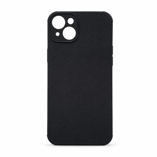 iPhone 15 Plus Carbon Fiber texture Hard Rubber armour back cover shock-porof case