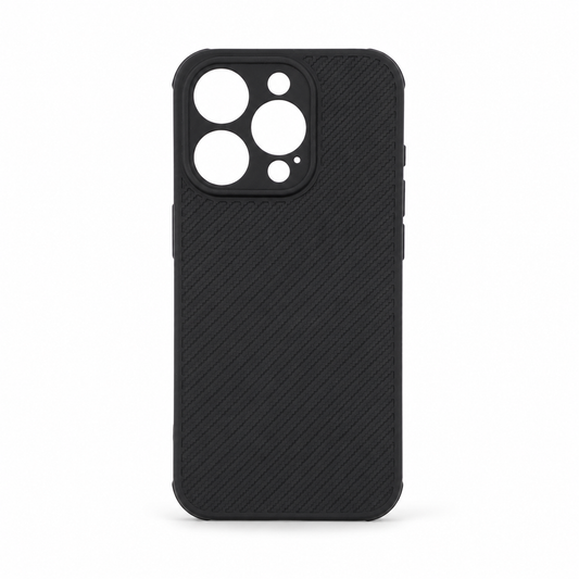 iPhone 15 Pro Carbon Fiber texture Hard Rubber armour back cover shock-porof case