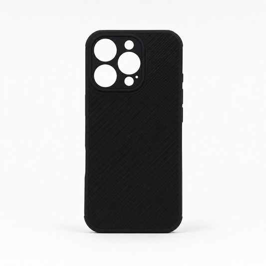 iPhone 16 Pro Carbon Fiber texture Hard Rubber armour back cover shock-porof case