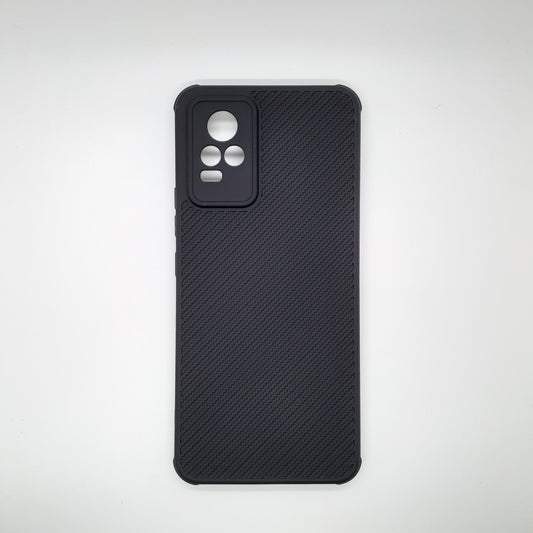 Vivo V21e Carbon Fiber texture Hard Rubber armour back cover shock-porof case