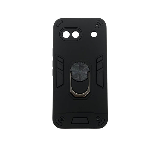 Pixel 8A Hard PC Case - Shockproof Slim Cover w/ Metal Ring Holder