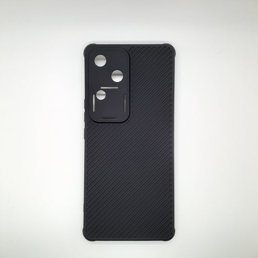 Vivo V30 Carbon Fiber texture Hard Rubber armour back cover shock-porof case