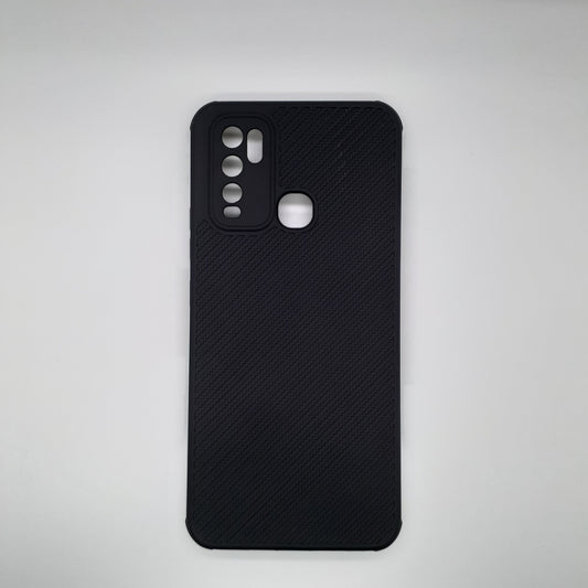 Vivo Y30 Carbon Fiber texture Hard Rubber armour back cover shock-porof case