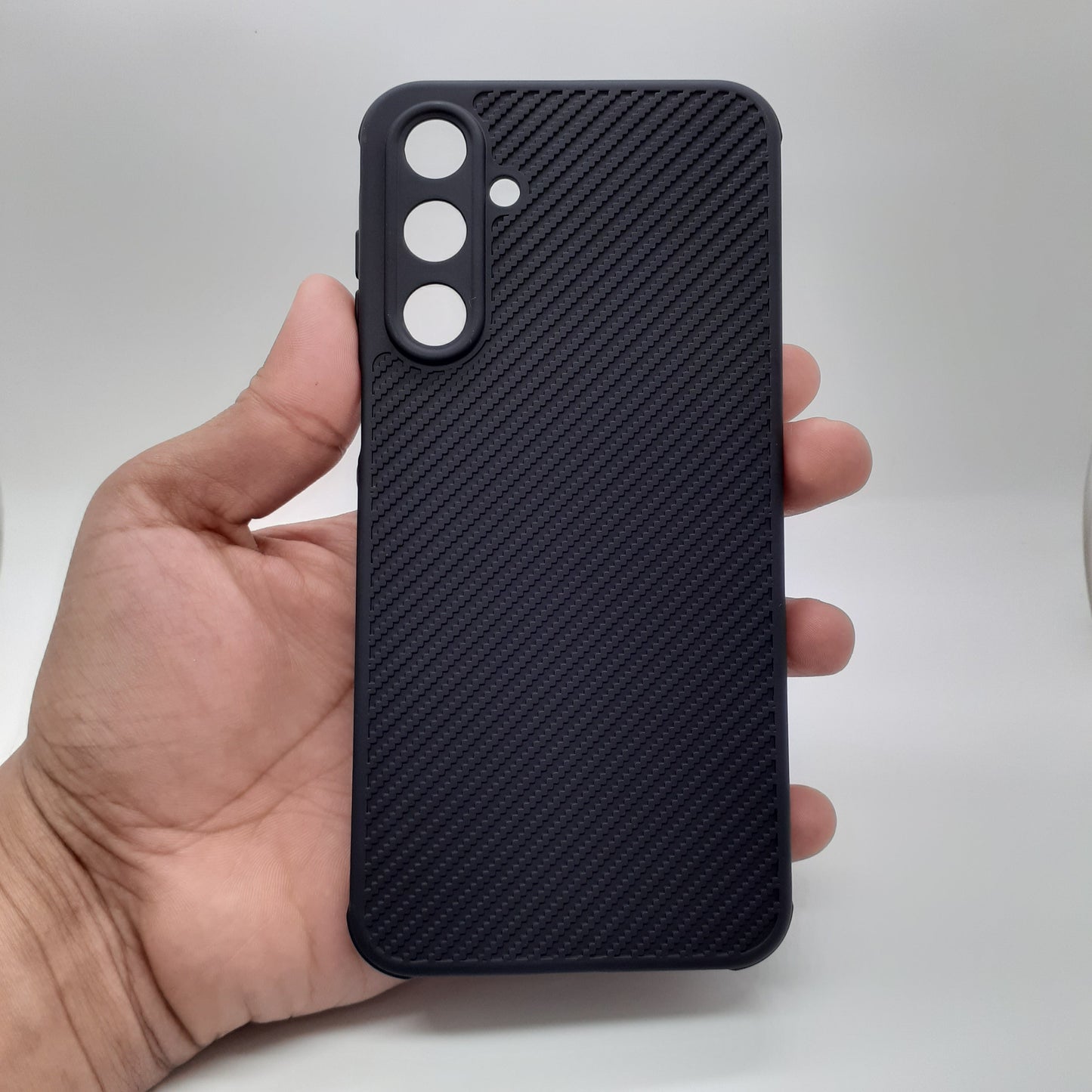 Samsung A16 Carbon Fiber texture Hard Rubber armour back cover shock-porof case