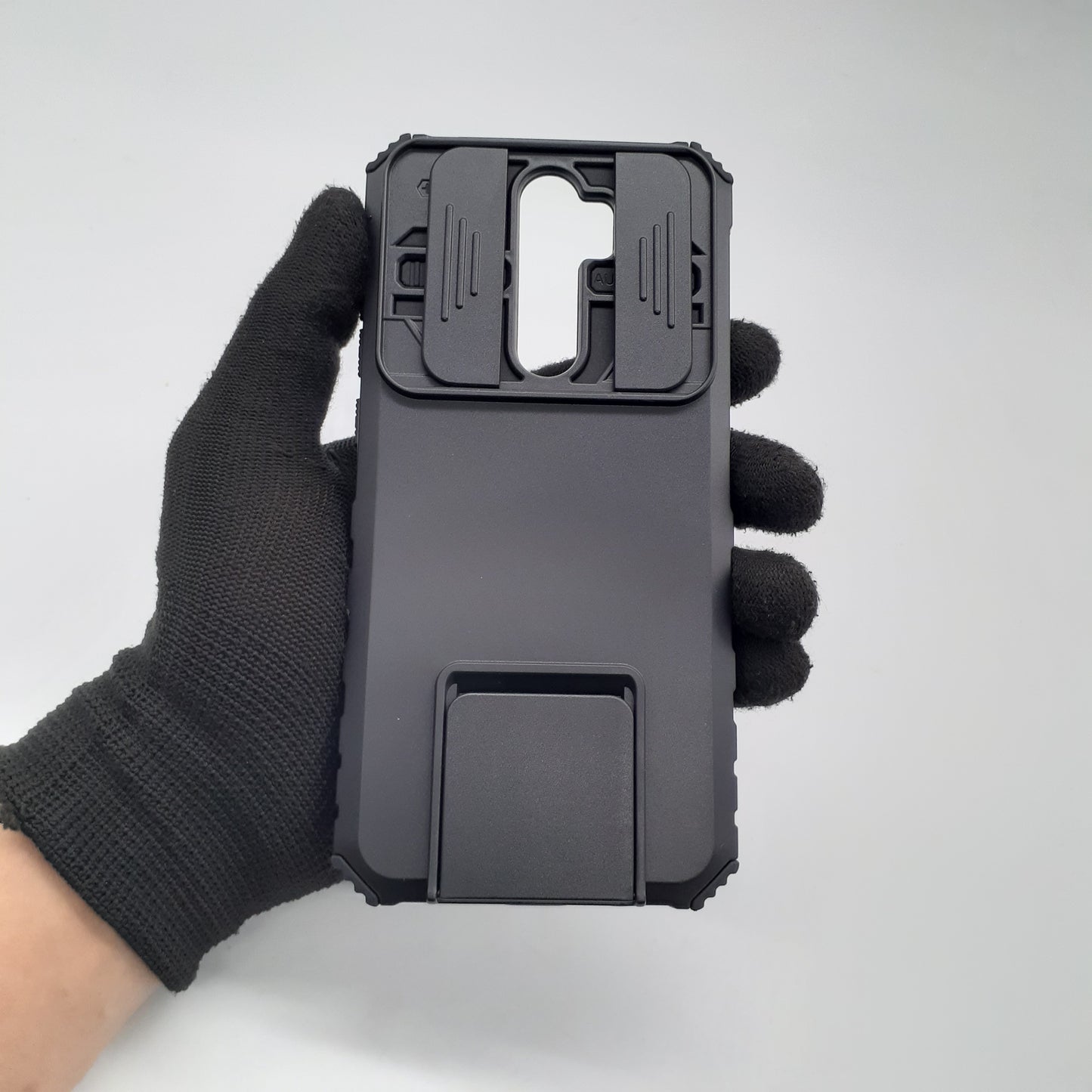 Redmi Note 8 Pro Rugged Phone Case Sliding Camera Cover Kickstand Hands Free Viewing
