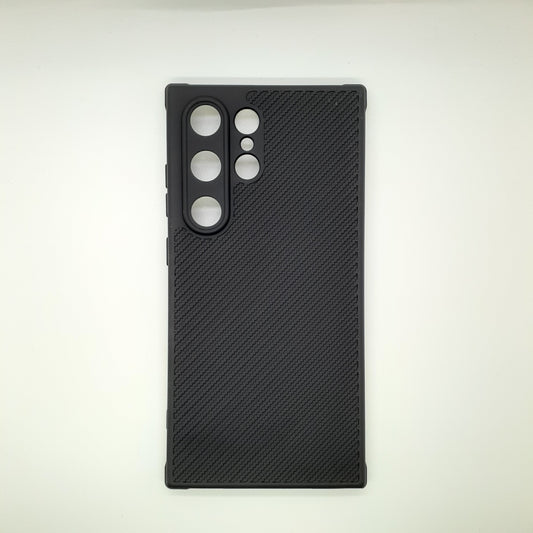 Samsung S24 Ultra Carbon Fiber texture Hard Rubber armour back cover shock-porof case