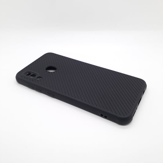 Samsung A20 Carbon Fiber texture Hard Rubber armour back cover shock-porof case