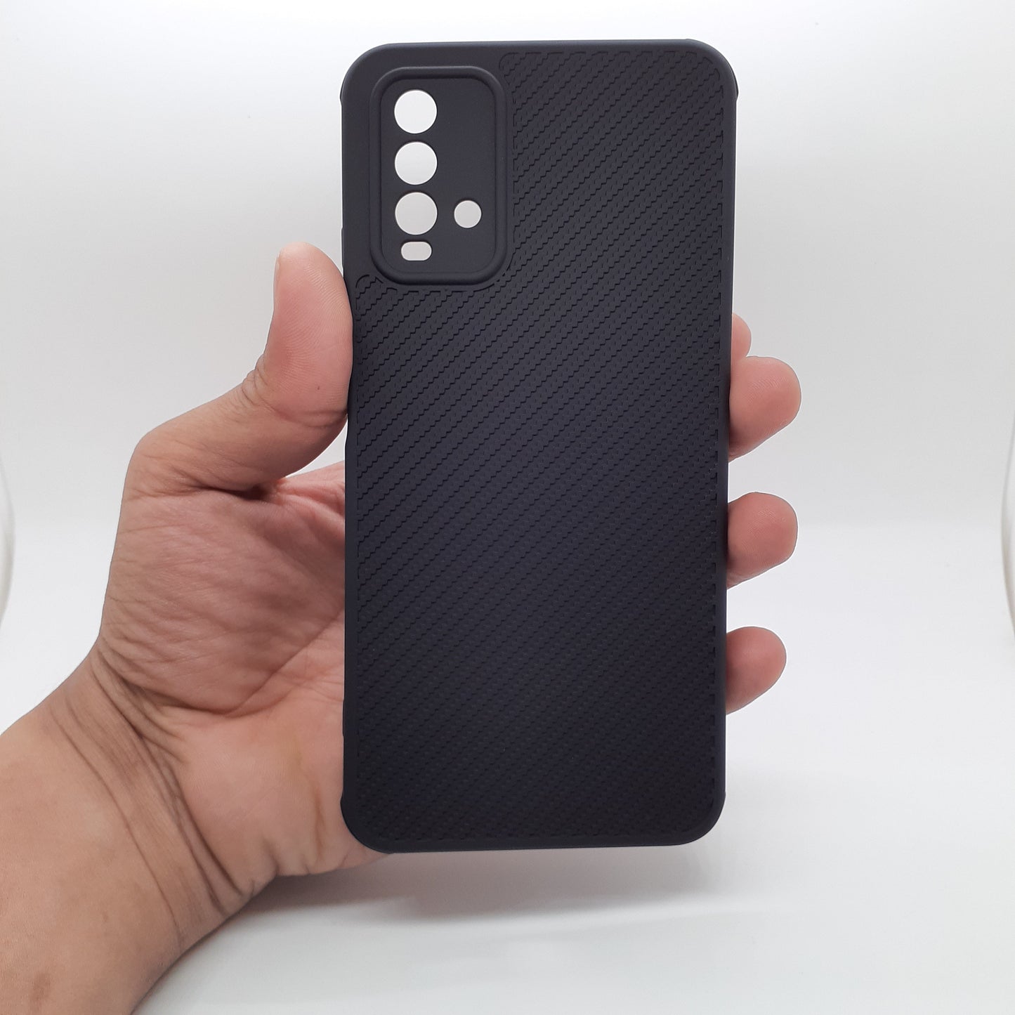 Redmi 9T Carbon Fiber texture Hard Rubber armour back cover shock-porof case
