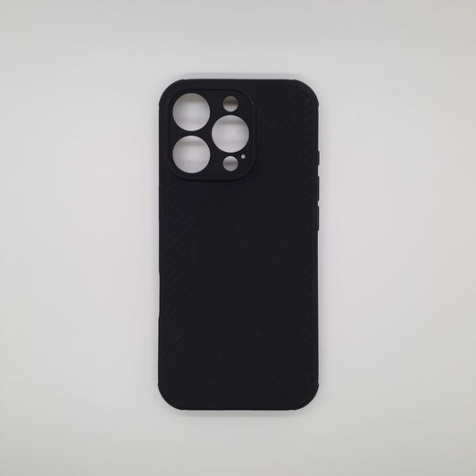 iPhone 16 Pro Carbon Fiber texture Hard Rubber armour back cover shock-porof case
