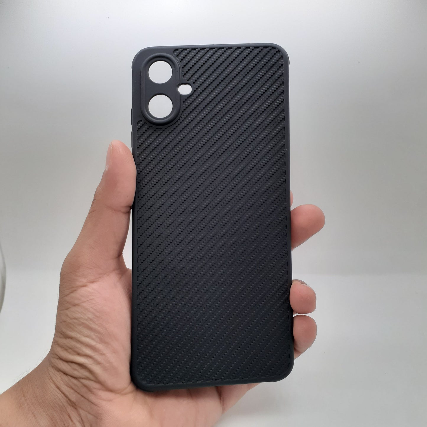 Samsung A06 Carbon Fiber texture Hard Rubber armour back cover shock-porof case