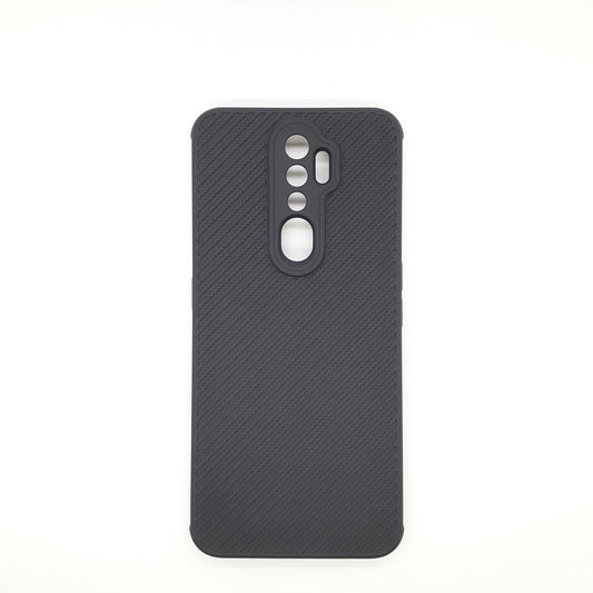 OPPO A5 2020 Carbon Fiber texture Hard Rubber armour back cover shock-porof case