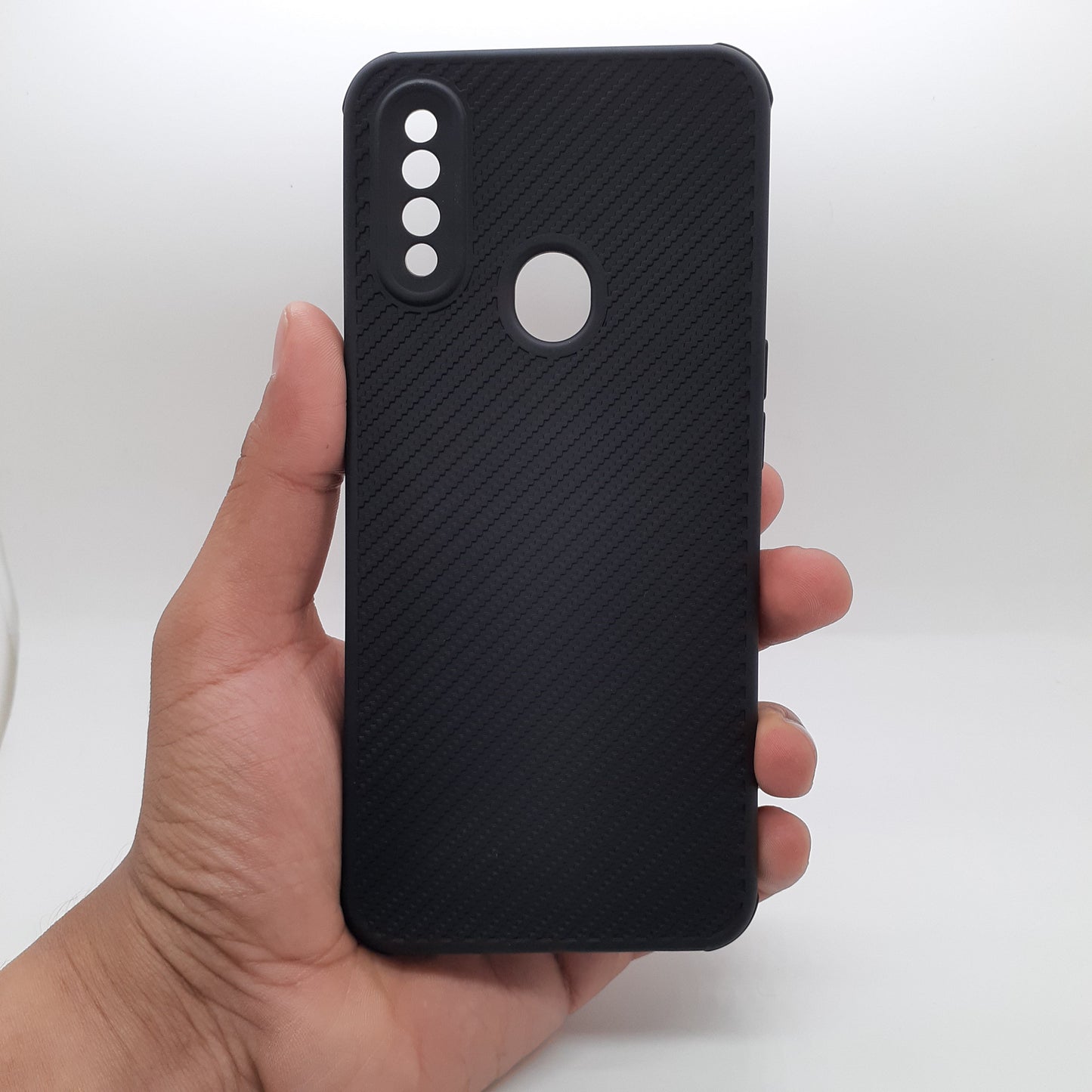 OPPO A8 Carbon Fiber texture Hard Rubber armour back cover shock-porof case