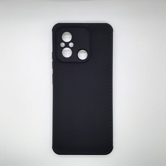 Redmi 12C Carbon Fiber texture Hard Rubber armour back cover shock-porof case