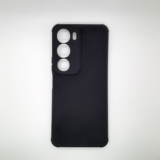 Vivo Y19s Carbon Fiber texture Hard Rubber armour back cover shock-porof case
