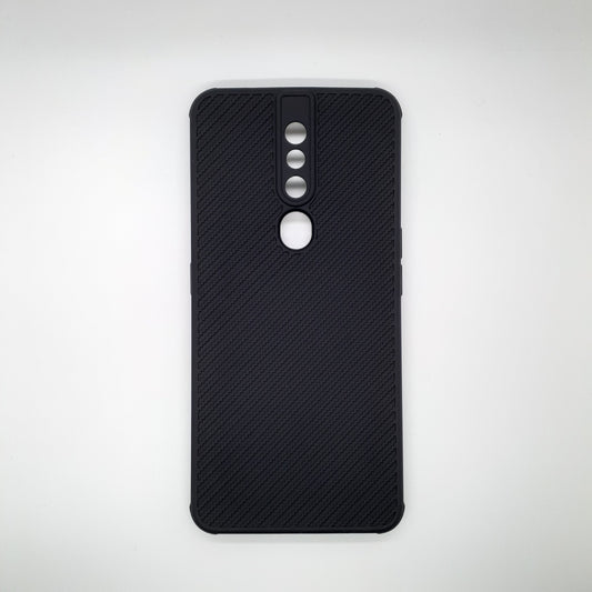 OPPO F11 Pro Carbon Fiber texture Hard Rubber armour back cover shock-porof case
