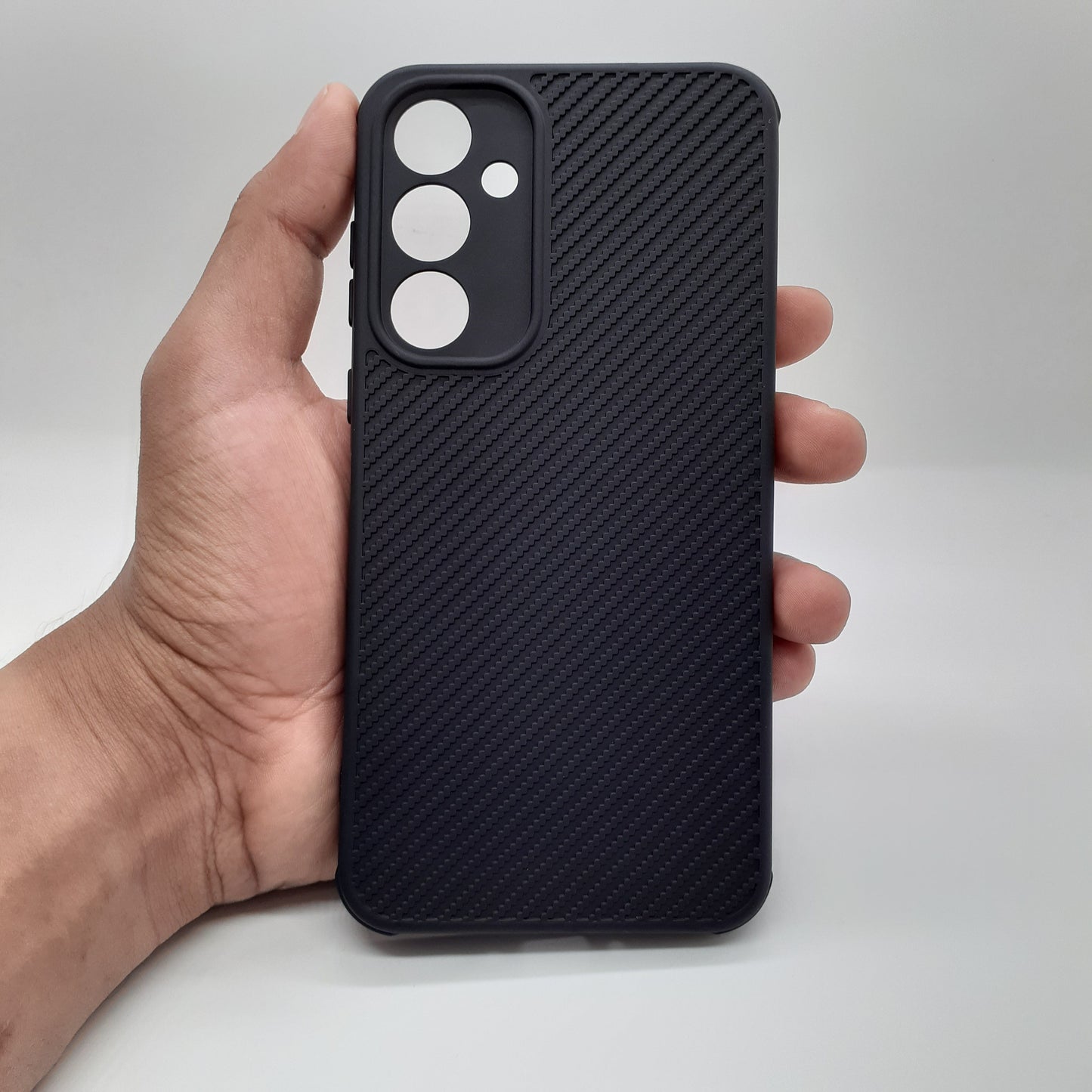 Samsung A35 Carbon Fiber texture Hard Rubber armour back cover shock-porof case