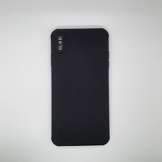 iPhone Xs Max Carbon Fiber texture Hard Rubber armour back cover shock-porof case
