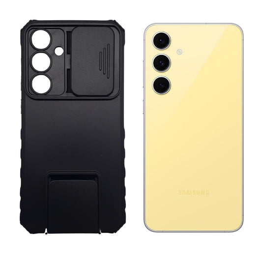 Samsung S24 FE Heavy Duty Shockproof Case Sliding Camera Protection Integrated Kickstand Hands-Free Viewing