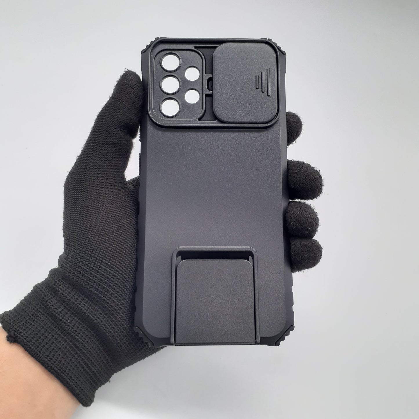 Samsung A32 Military Grade Phone Case Sliding Camera Cover Integrated Kickstand Shockproof Hybrid Bumper Anti-Scratch Drop-Proof Protection