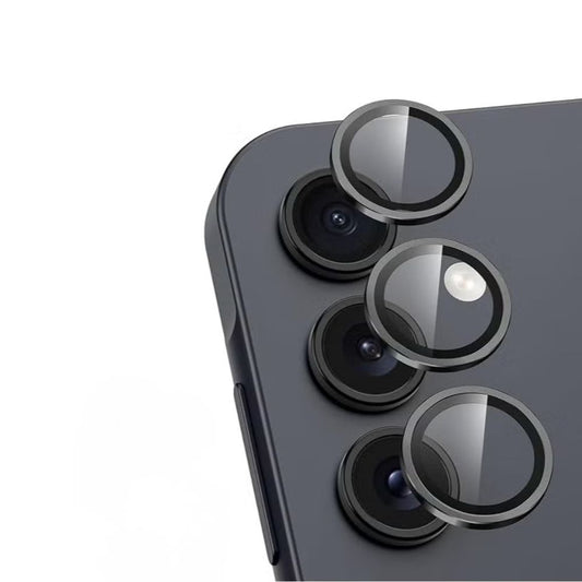 Samsung A55 Metal Ring Tempered Glass Camera Lens Protector: Ultra-Thin HD Clear, Scratch Resistant, Anti-Fingerprint Shield (3-Pack)