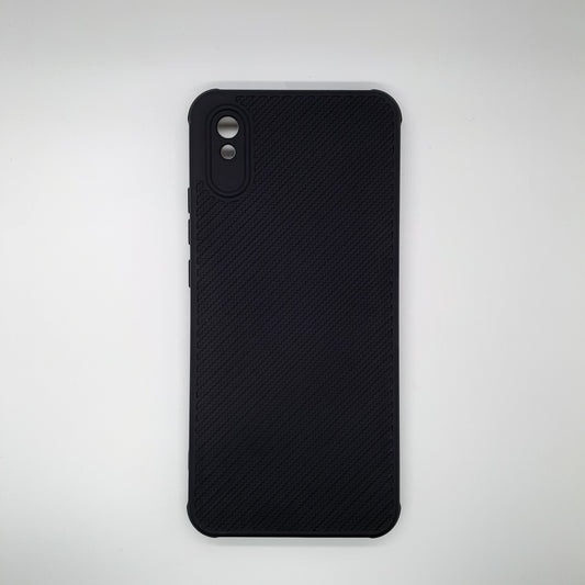 Redmi 9A Carbon Fiber texture Hard Rubber armour back cover shock-porof case
