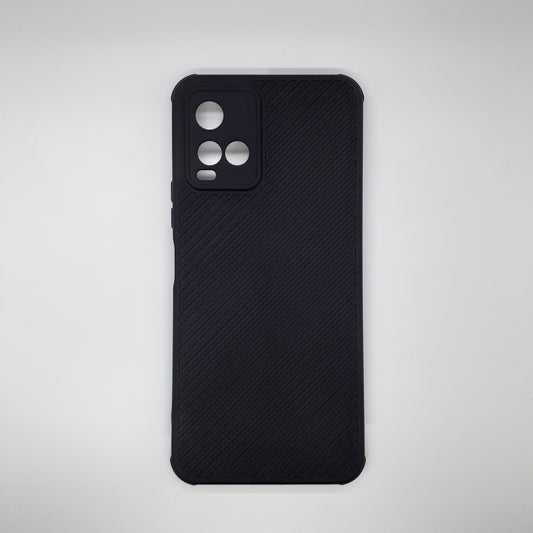 Vivo Y21 Carbon Fiber texture Hard Rubber armour back cover shock-porof case