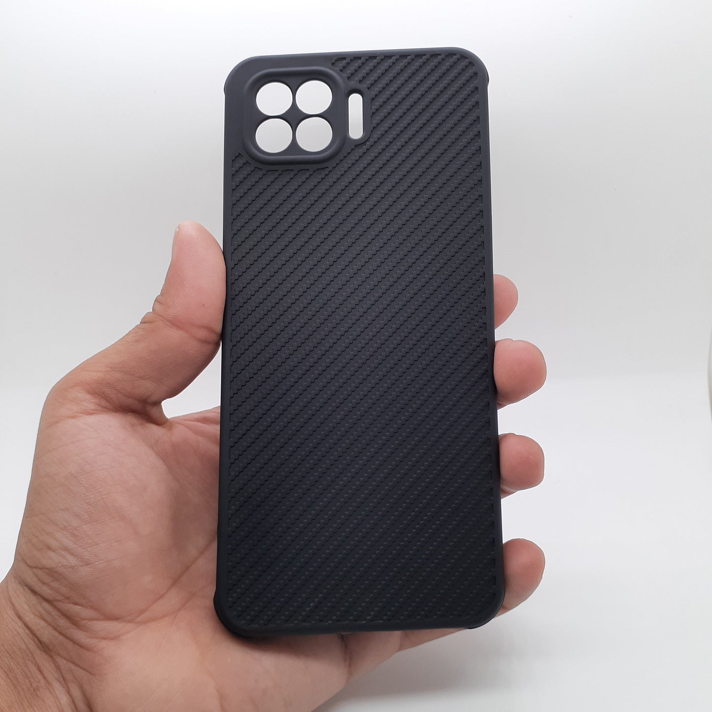 OPPO F17 Pro Carbon Fiber texture Hard Rubber armour back cover shock-porof case