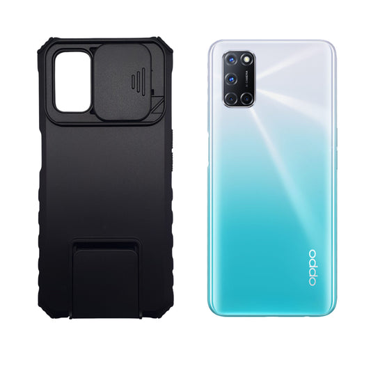 OPPO A92 Shockproof Case Camera Slide Cover Built-in Kickstand Heavy Duty Protection Anti-Scratch Full Body Phone Cover