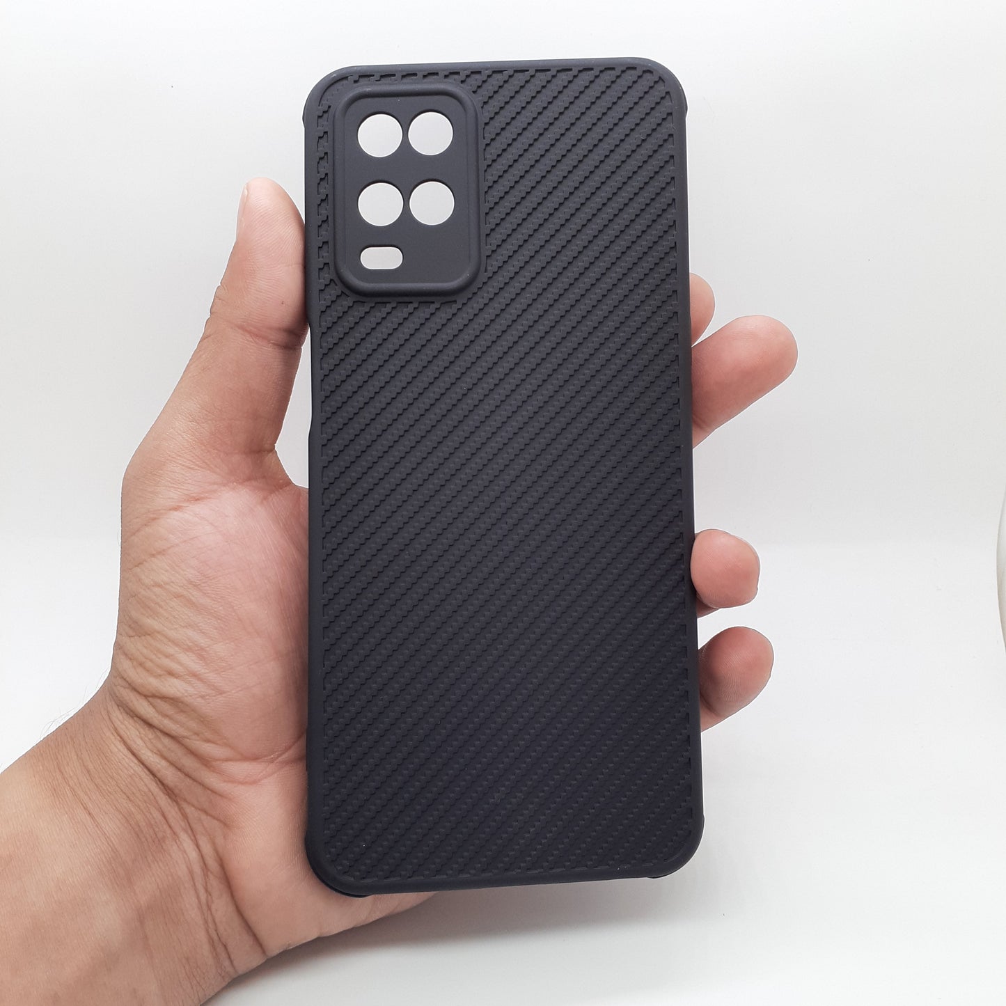 OPPO A54 Carbon Fiber texture Hard Rubber armour back cover shock-porof case