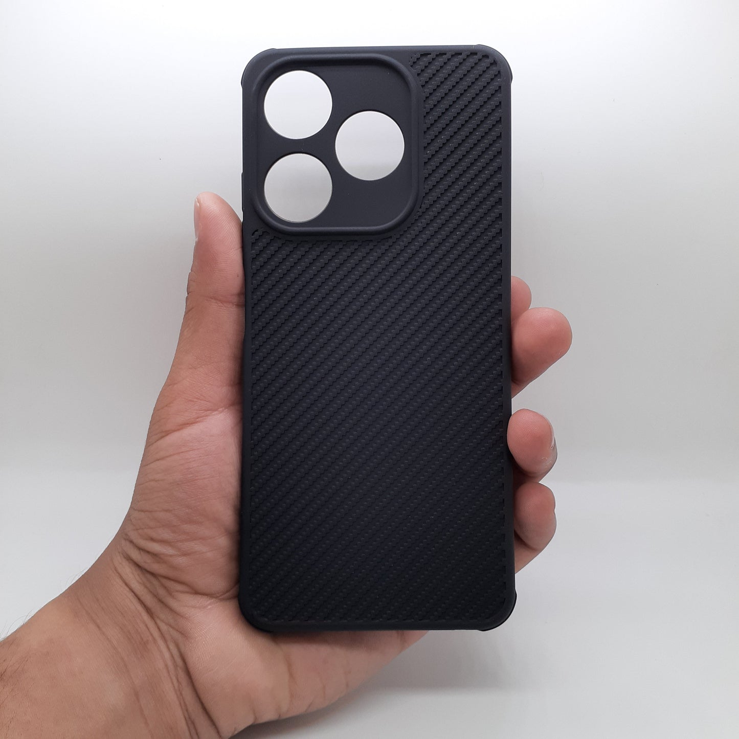 Tecno Spark 10 Carbon Fiber texture Hard Rubber armour back cover shock-porof case