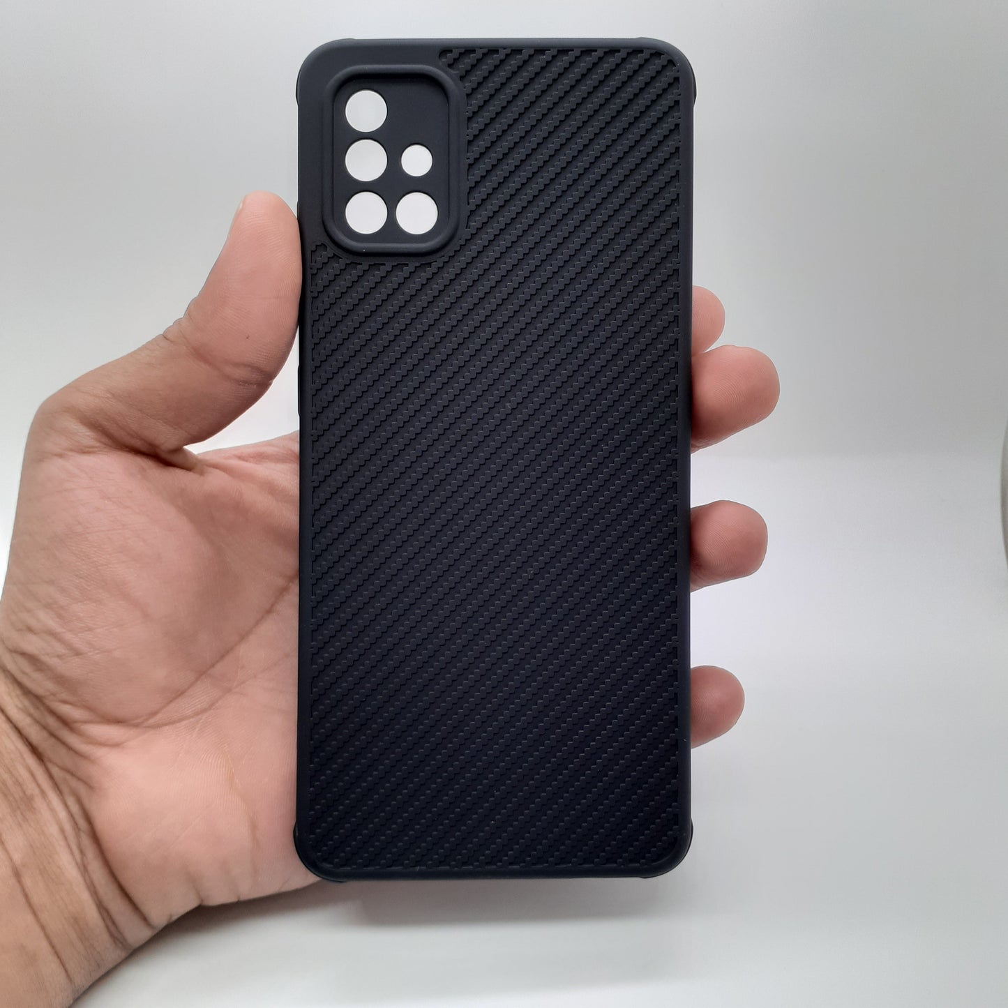 Samsung A51 Carbon Fiber texture Hard Rubber armour back cover shock-porof case