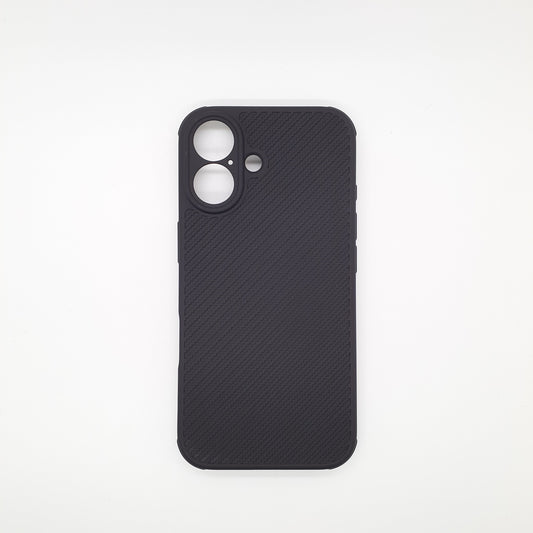 iPhone 16 Carbon Fiber texture Hard Rubber armour back cover shock-porof case