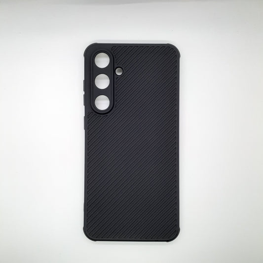 Samsung S24 FE Carbon Fiber texture Hard Rubber armour back cover shock-porof case