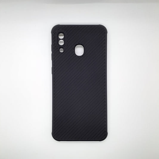 Samsung A20 Carbon Fiber texture Hard Rubber armour back cover shock-porof case