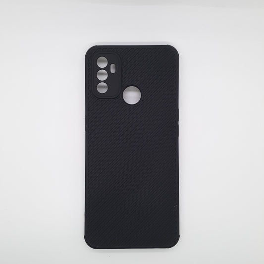 OPPO A53 Carbon Fiber texture Hard Rubber armour back cover shock-porof case