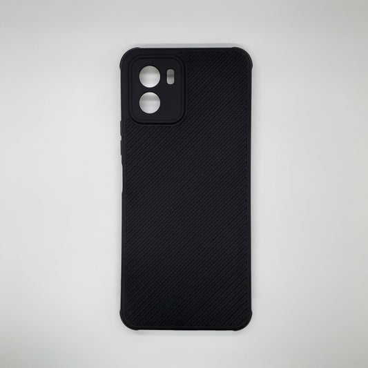 Vivo Y15s Carbon Fiber texture Hard Rubber armour back cover shock-porof case