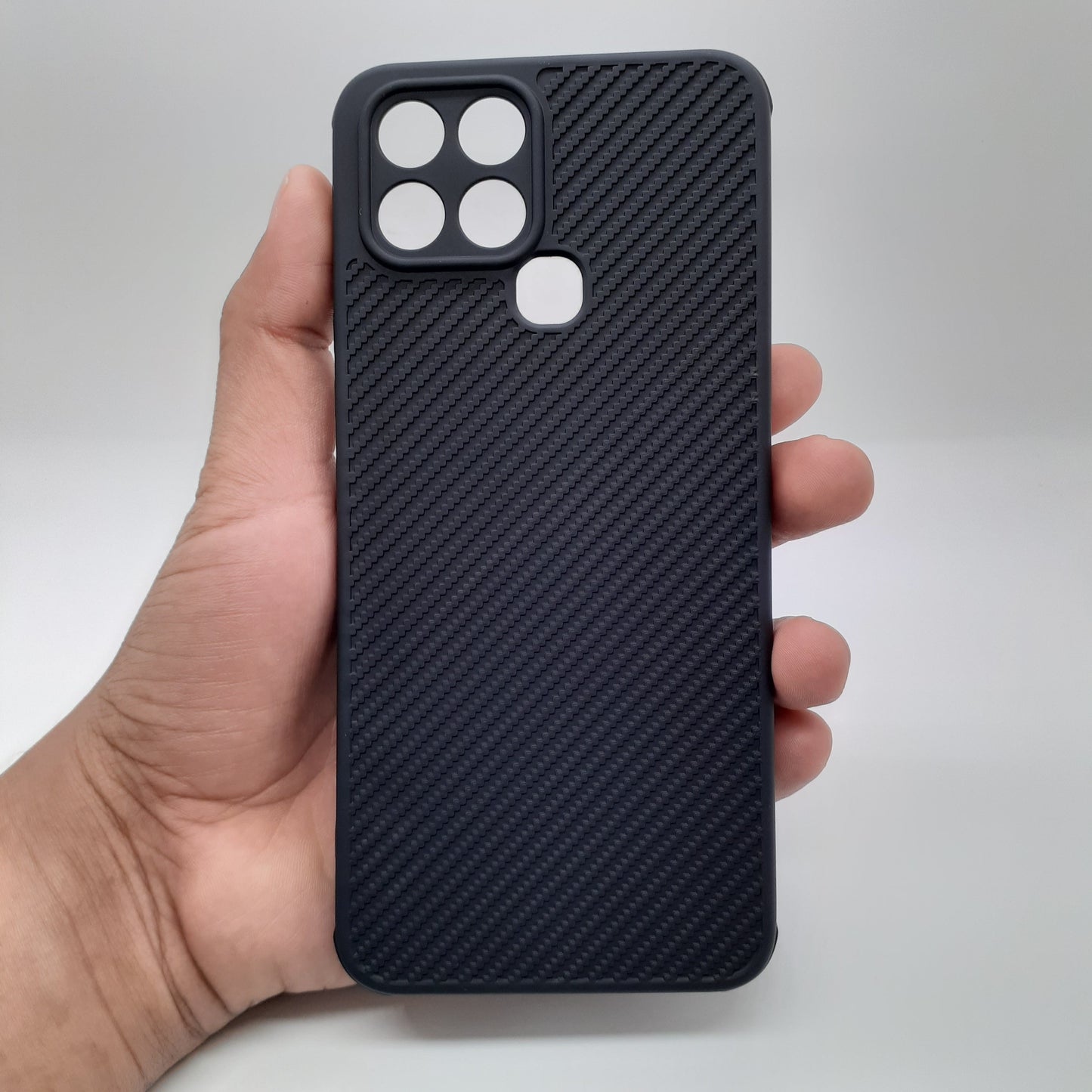 infinix Smart 6 Carbon Fiber texture Hard Rubber armour back cover shock-porof case