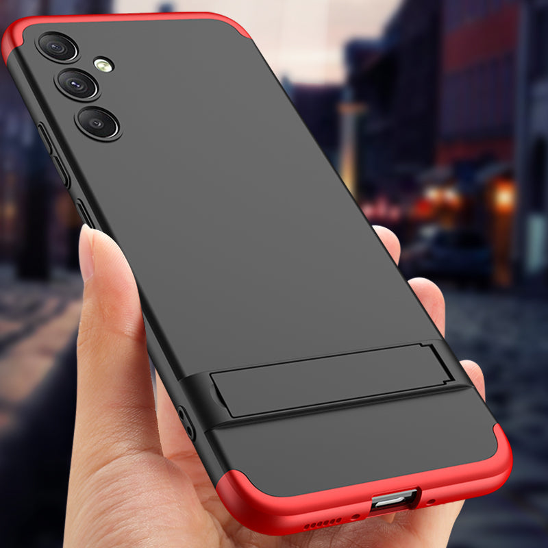 LEEKA Samsung A34 Full 3in1 Cover 360º Shockproof Armor Hard Matte PC Case with Stand