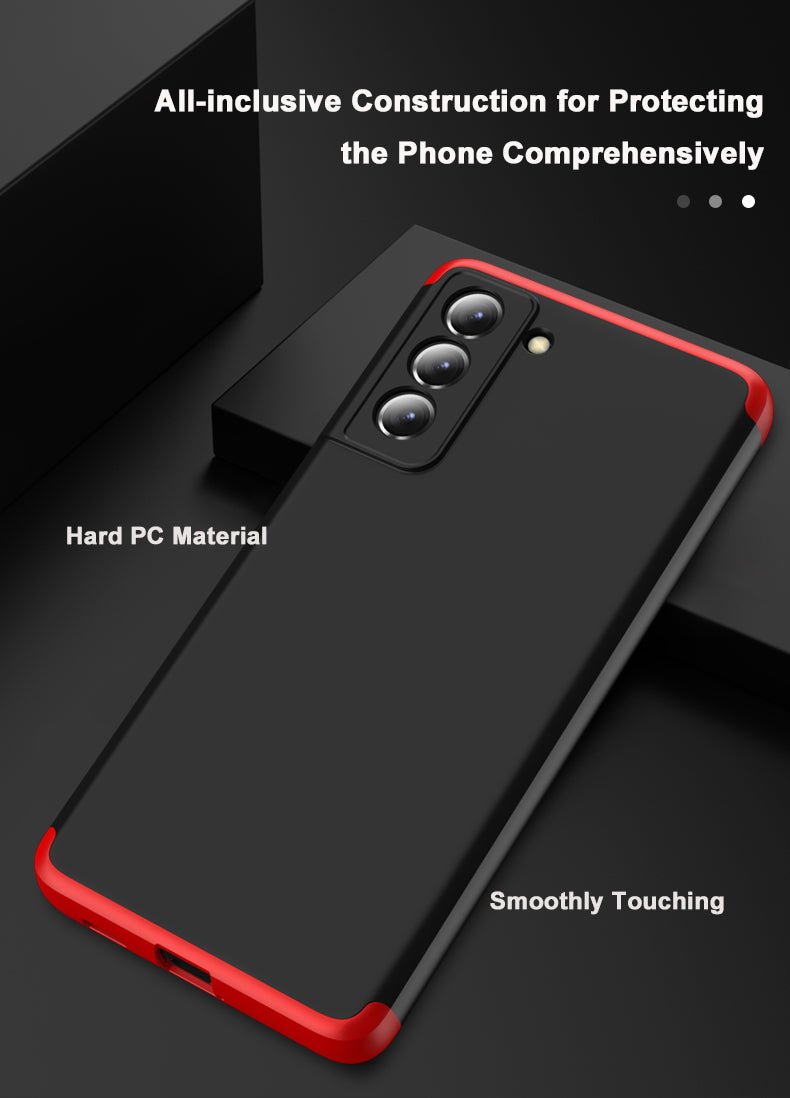 LEEKA Samsung S21 FE Full 3in1 Cover 360º Shockproof Armour Hard Matte PC Case