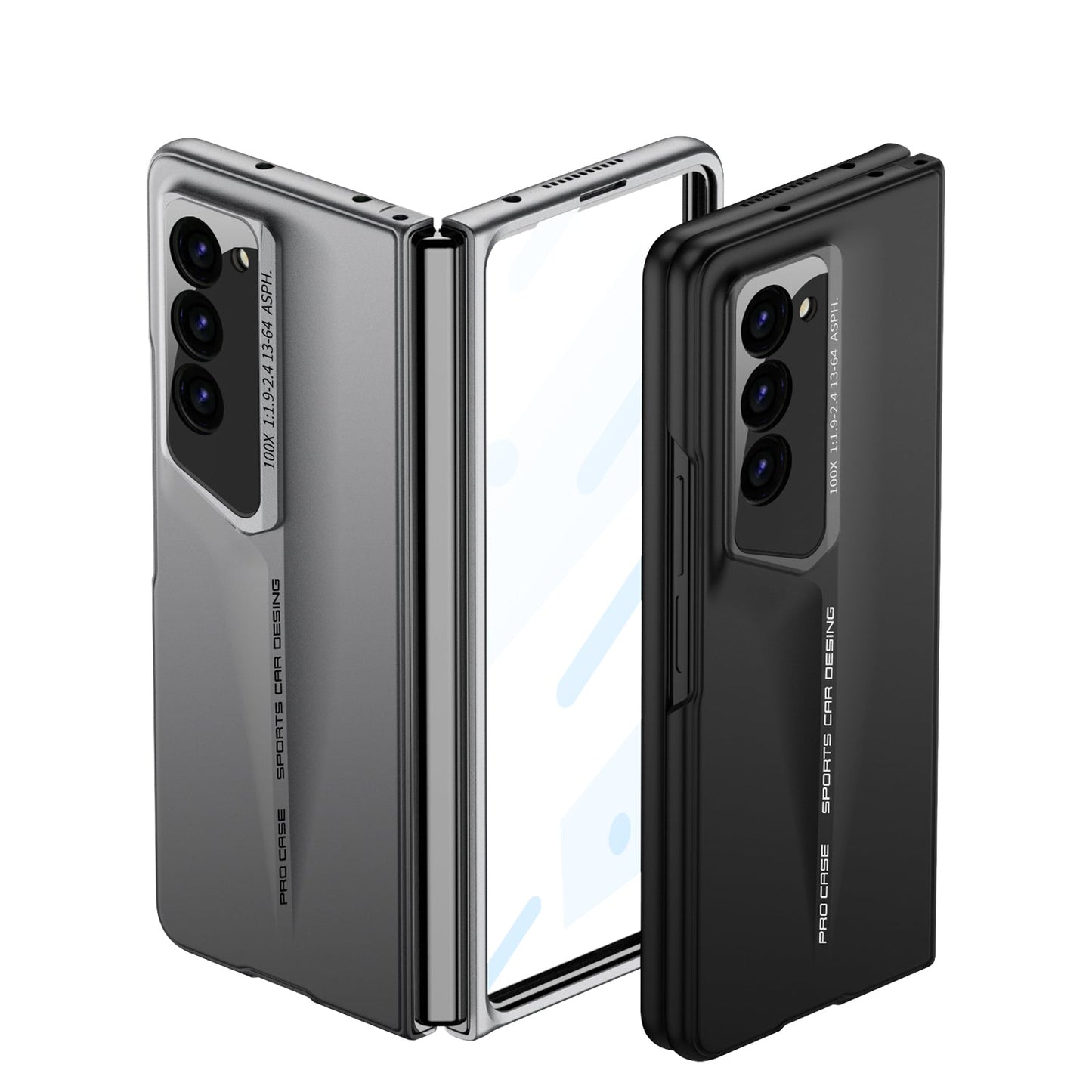 LEEKA Samsung Z Fold 5 case with Super Luxury Sport car fiber Pro case design with free inbuilt Screen Protector